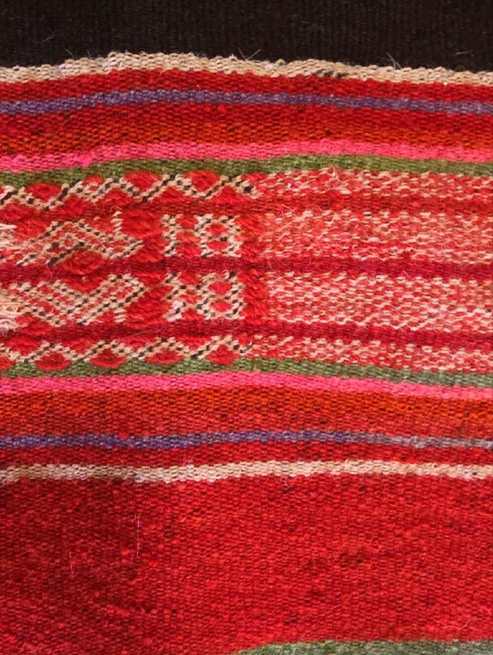 Handwoven Black Blanket with Red Striped Pattern - Picture 4 of 5